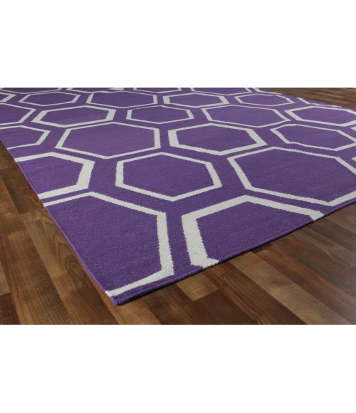 Exquisite Rugs Flatweave Purple/White 97005X8 5ft.X8ft. Rect. Rug