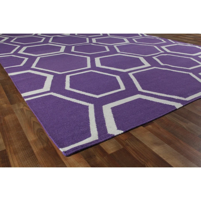 Exquisite Rugs Flatweave Purple/White 97005X8 5ft.X8ft. Rect. Rug