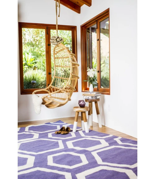 Exquisite Rugs Flatweave Purple/White 97005X8 5ft.X8ft. Rect. Rug