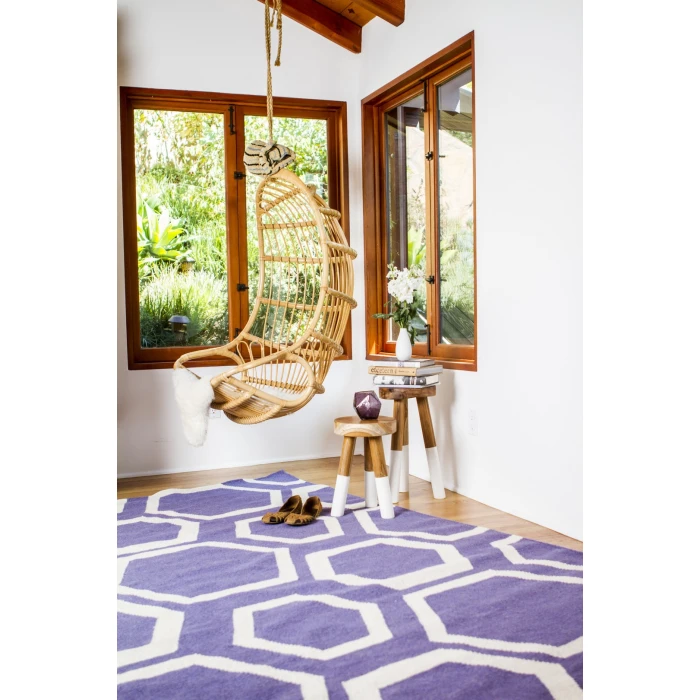 Exquisite Rugs Flatweave Purple/White 97005X8 5ft.X8ft. Rect. Rug