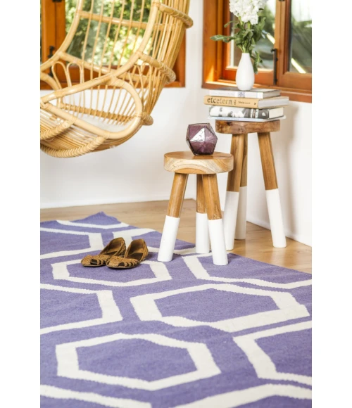 Exquisite Rugs Flatweave Purple/White 97005X8 5ft.X8ft. Rect. Rug