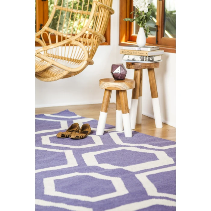 Exquisite Rugs Flatweave Purple/White 97005X8 5ft.X8ft. Rect. Rug