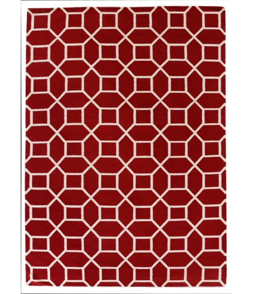Exquisite Rugs Flatweave Red/White 97065X8 5ft.X8ft. Rect. Rug