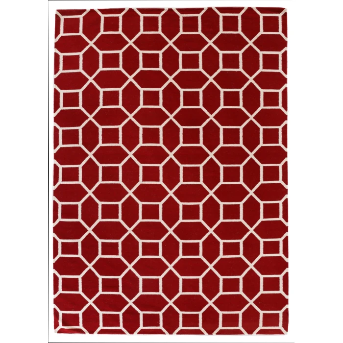 Exquisite Rugs Flatweave Red/White 97065X8 5ft.X8ft. Rect. Rug