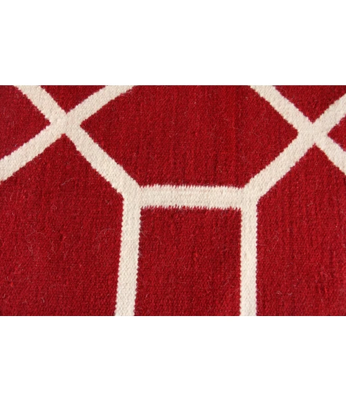 Exquisite Rugs Flatweave Red/White 97065X8 5ft.X8ft. Rect. Rug
