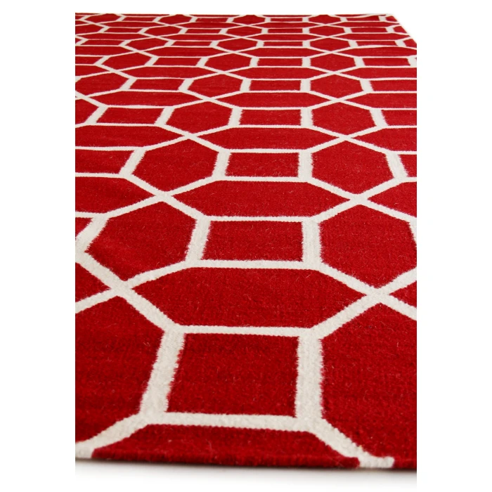 Exquisite Rugs Flatweave Red/White 97065X8 5ft.X8ft. Rect. Rug