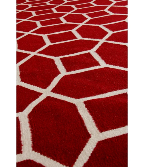 Exquisite Rugs Flatweave Red/White 97065X8 5ft.X8ft. Rect. Rug