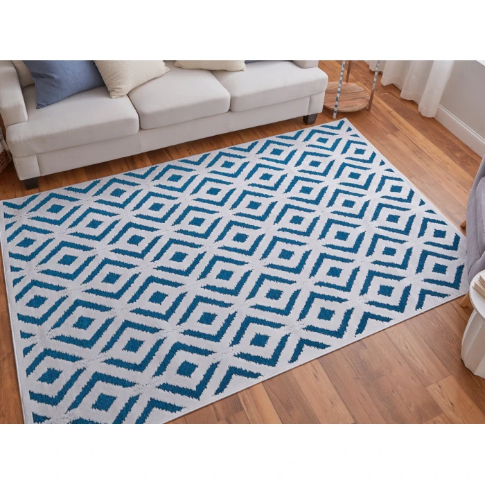 Feizy Saphir Mira TEAL/WHITE 6803490F 9 ft. 8 in. X 12 ft. 7 in. Rectangle Rug