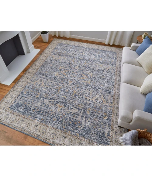 Feizy Pasha BLUE/IVORY PAS39M4F 9 ft. 0 in. X 12 ft. 8 in. Rectangle Rug