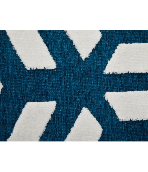 Feizy Saphir Mira TEAL/WHITE 6803498F 7 ft. 6 in. X 7 ft. 6 in. Round Rug