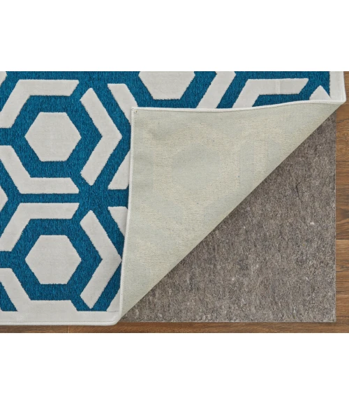 Feizy Saphir Mira TEAL/WHITE 6803498F 7 ft. 6 in. X 7 ft. 6 in. Round Rug