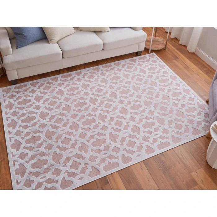 Feizy Saphir Mira BLUSH/WHITE 6803495F 7 ft. 6 in. X 7 ft. 6 in. Round Rug