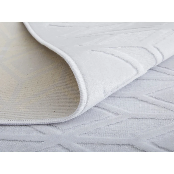 Feizy Saphir Mira WHITE/WHITE 6803494F 7 ft. 6 in. X 7 ft. 6 in. Round Rug