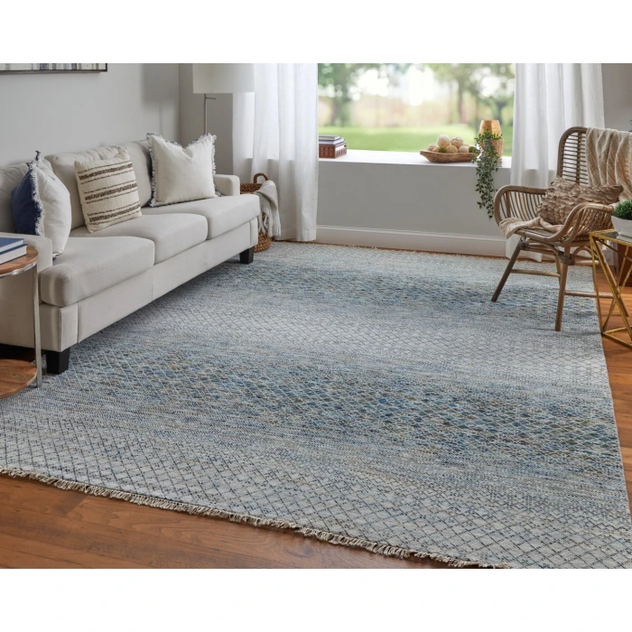 Feizy Branson Blue/Ivory/Brown BRN69BQF 8ft. x 8ft. Round Rug