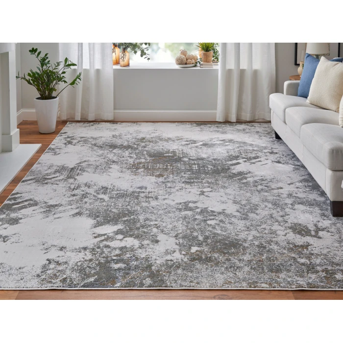 Feizy Waldor IVORY/GRAY 73539NDF 6 ft. 7 in. X 9 ft. 6 in. Rectangle Rug