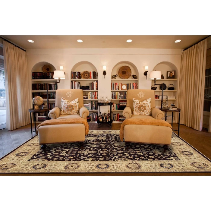 Feizy DRAKE 6047F IN BLACK/BEIGE 5' 6" x 8' 6" Area Rug