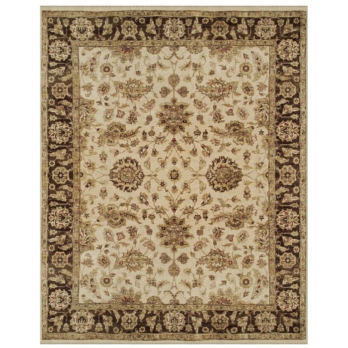 Feizy DRAKE 6049F IN IVORY/BROWN 8' x 8' Round Area Rug