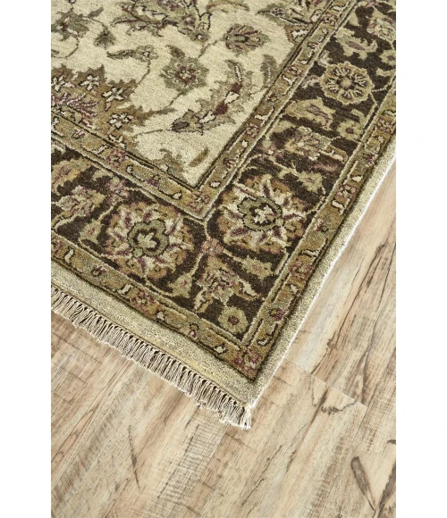 Feizy DRAKE 6049F IN IVORY/BROWN 5' 6" x 8' 6" Area Rug