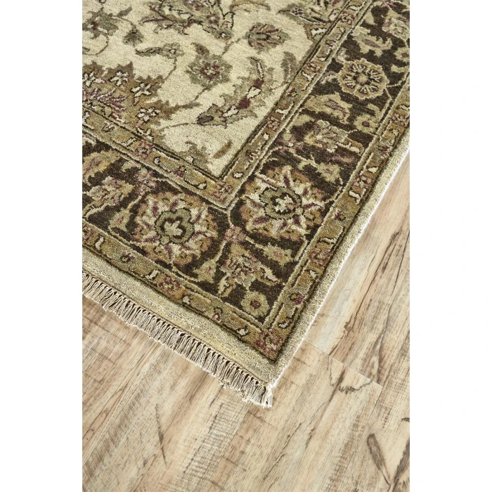 Feizy DRAKE 6049F IN IVORY/BROWN 8' x 8' Round Area Rug