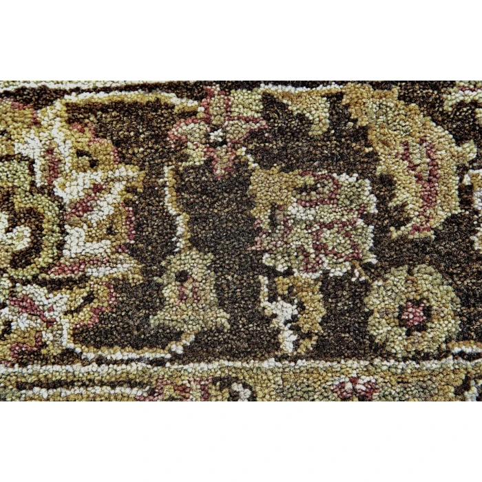 Feizy DRAKE 6049F IN IVORY/BROWN 8' x 8' Round Area Rug