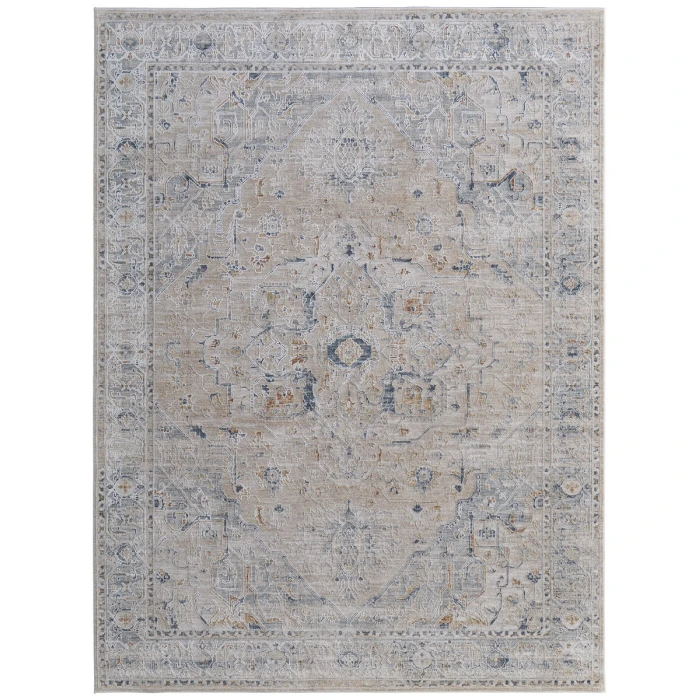 Feizy Pasha BEIGE/BLUE PAS39M5F 6 ft. 7 in. X 9 ft. 6 in. Rectangle Rug
