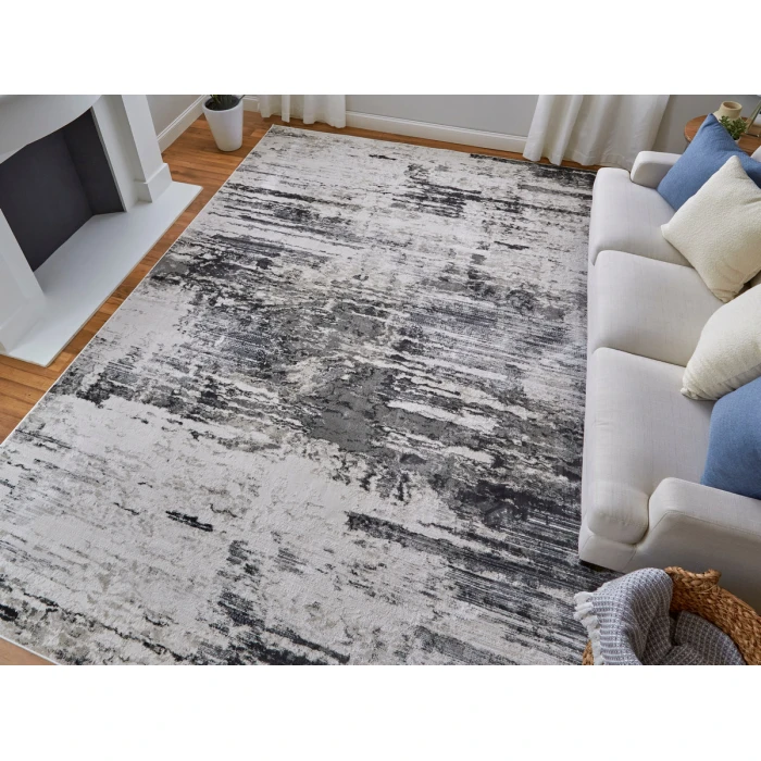 Feizy Prasad IVORY/CHARCOAL 67039N9F 8 ft. X 11 ft. Rectangle Rug