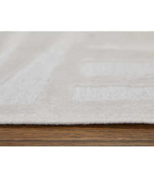 Feizy Saphir Mira WHITE/WHITE 6803493F 7 ft. 6 in. X 7 ft. 6 in. Round Rug