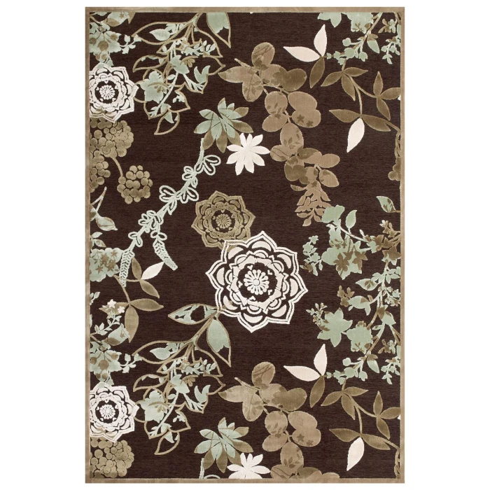 Feizy SAPHIR MAH 3111F IN DARK CHOCOLATE/SAGE 2' 6" x 8' Runner Area Rug