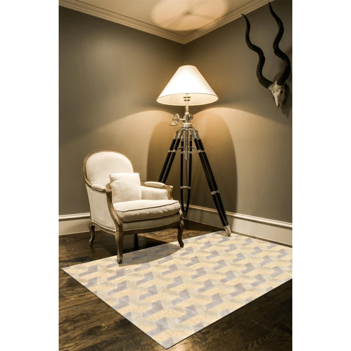 Feizy SAPHIR ZAM 3253F IN CREAM/SILVER 2' 6" x 8' Runner Area Rug
