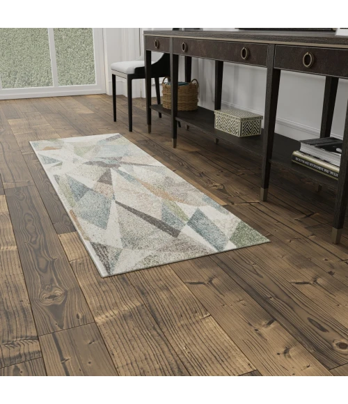 Feizy Eden Ivory/Blue/Green EDN39QVF 2 ft. 6 in. X 7 ft. 3 in. Rect. Rug