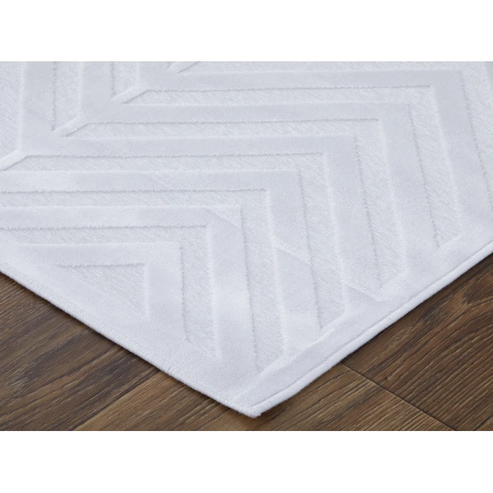 Feizy Saphir Mira WHITE/WHITE 6803489F 7 ft. 6 in. X 7 ft. 6 in. Round Rug