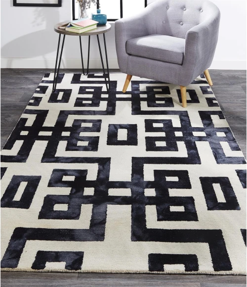 Feizy LORRAINE 8568F IN NOIR 10' X 10' Round Area Rug