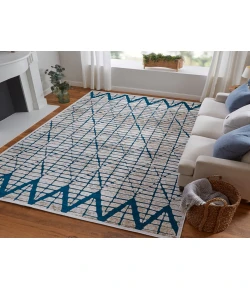 Feizy Saphir Mira TEAL/WHITE 6803504F 7 ft. 6 in. X 7 ft. 6 in. Round Rug