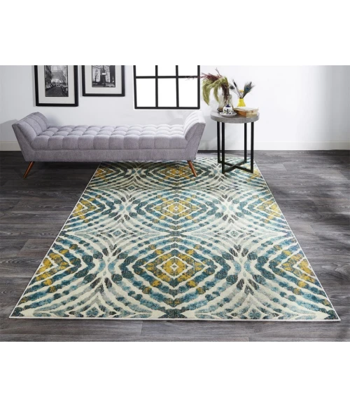 Feizy KEATS 3469F IN TEAL 10' 2" X 13' 9" Area Rug
