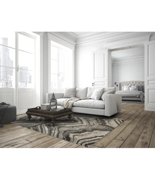 Feizy KATARI 3381F IN BIRCH/STERLING 6' 7" X 9' 6" Area Rug