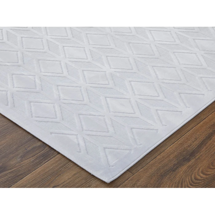 Feizy Saphir Mira WHITE/WHITE 6803494F 7 ft. 6 in. X 7 ft. 6 in. Round Rug