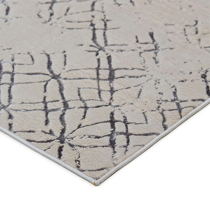 Feizy MICAH 3047F IN BEIGE/SILVER 6' 7" X 9' 6" Area Rug