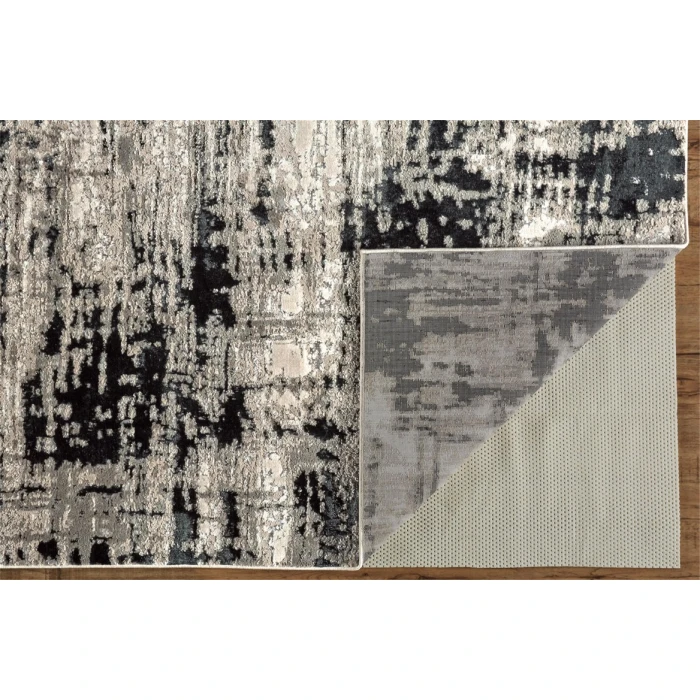 Feizy MICAH 3339F IN BLACK 1' 8" X 2' 10" Sample Area Rug