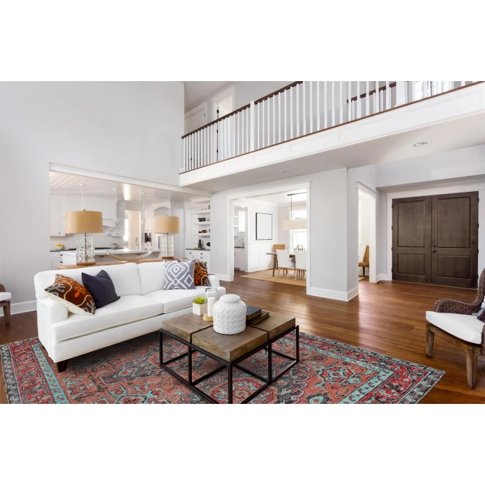 Feizy PIRAJ 6452F IN RUST/AQUA 5' 6" x 8' 6" Area Rug