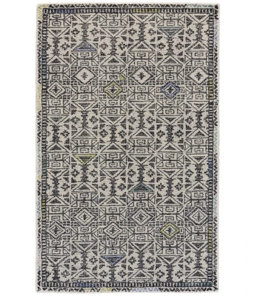 Feizy ARAZAD 8447F IN BLACK/LINE 3' 6" x 5' 6" Area Rug
