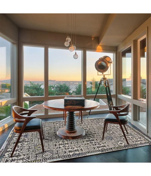 Feizy ARAZAD 8447F IN BLACK/LINE 3' 6" x 5' 6" Area Rug