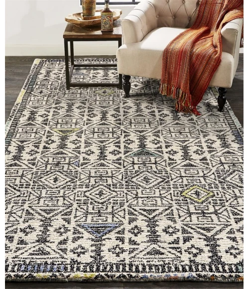 Feizy ARAZAD 8447F IN BLACK/LINE 3' 6" x 5' 6" Area Rug