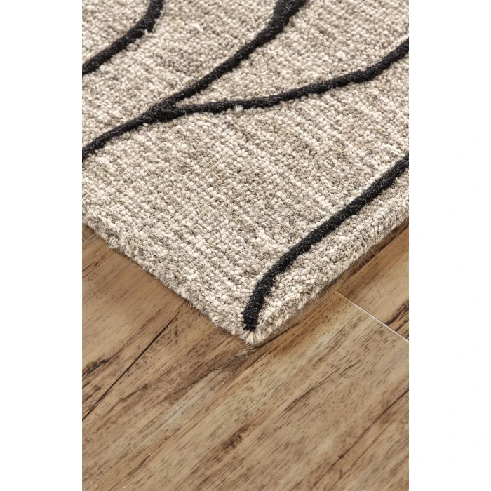 Feizy ENZO 8734F IN BLACK/TAUPE 3' 6" x 5' 6" Area Rug