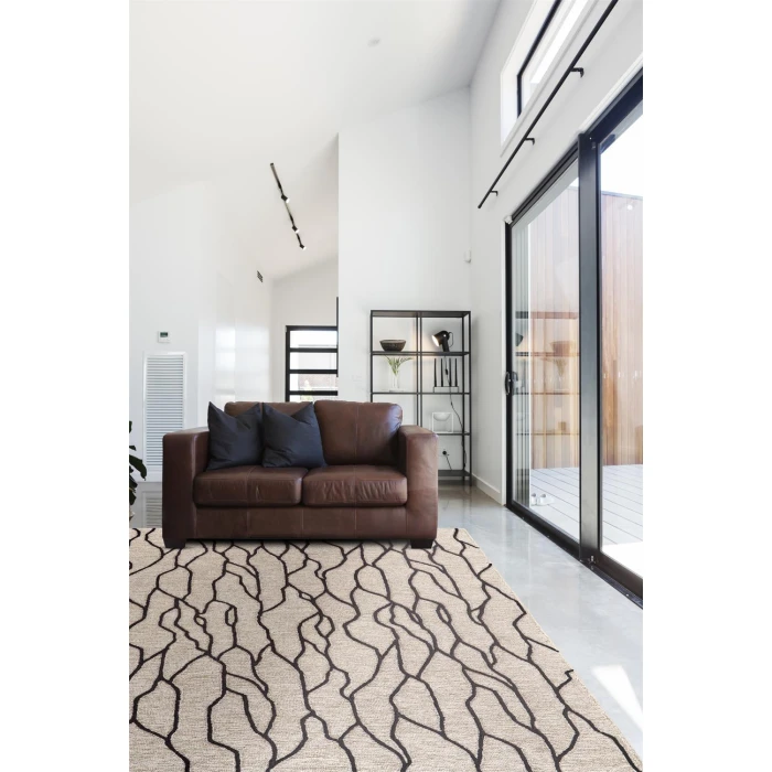Feizy ENZO 8734F IN BLACK/TAUPE 3' 6" x 5' 6" Area Rug