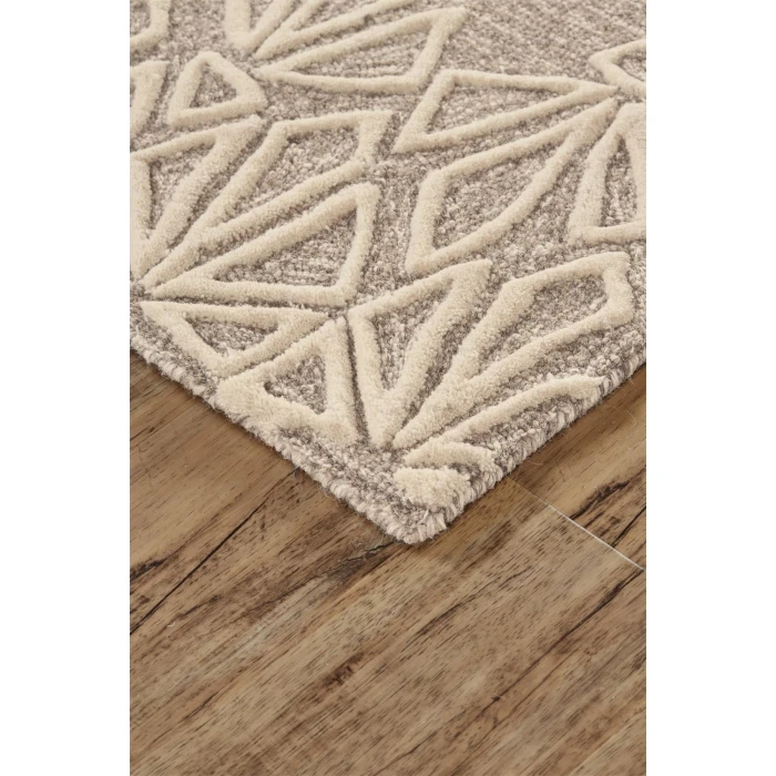 Feizy ENZO 8735F IN IVORY/TAUPE 2' 6" x 8' Runner Area Rug