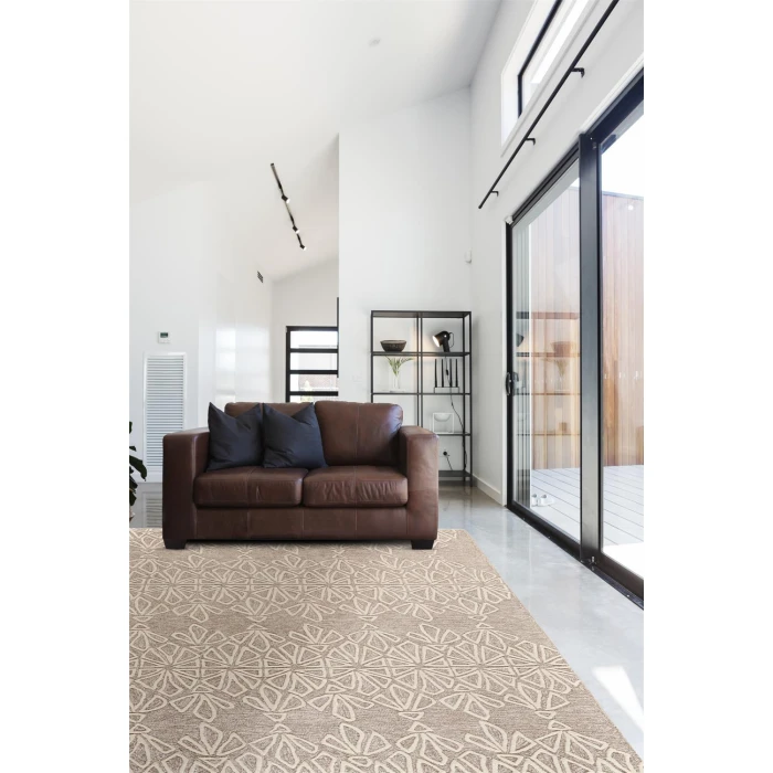 Feizy ENZO 8735F IN IVORY/TAUPE 2' 6" x 8' Runner Area Rug