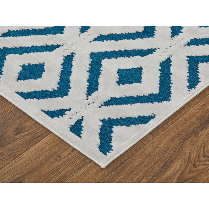 Feizy Saphir Mira TEAL/WHITE 6803490F 9 ft. 8 in. X 12 ft. 7 in. Rectangle Rug