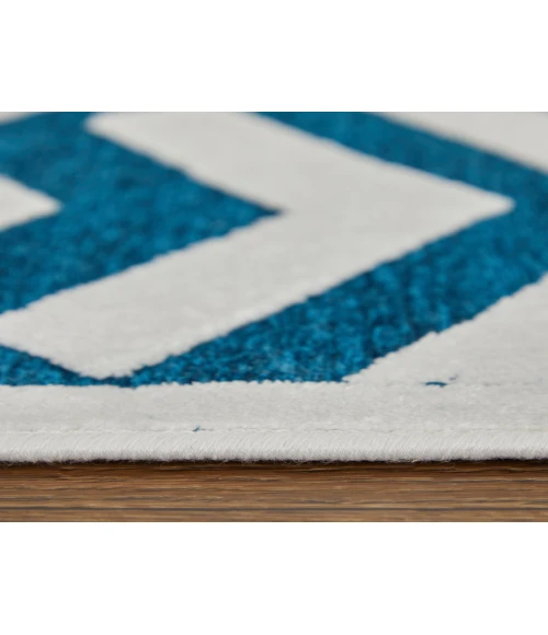 Feizy Saphir Mira TEAL/WHITE 6803498F 7 ft. 6 in. X 7 ft. 6 in. Round Rug