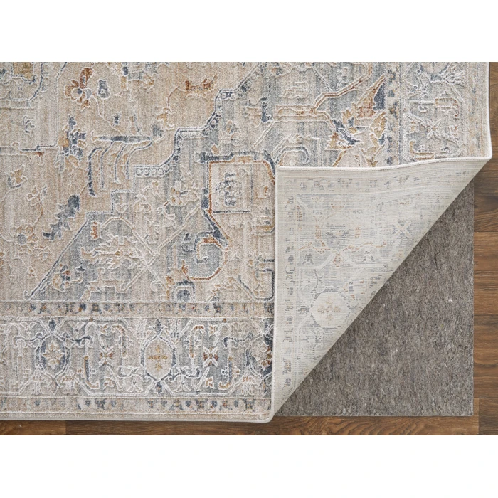 Feizy Pasha BEIGE/BLUE PAS39M5F 6 ft. 7 in. X 9 ft. 6 in. Rectangle Rug