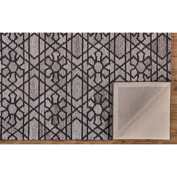 Feizy ASHER 8766F IN GRAY/CHARCOAL 8' x 8' Round Area Rug